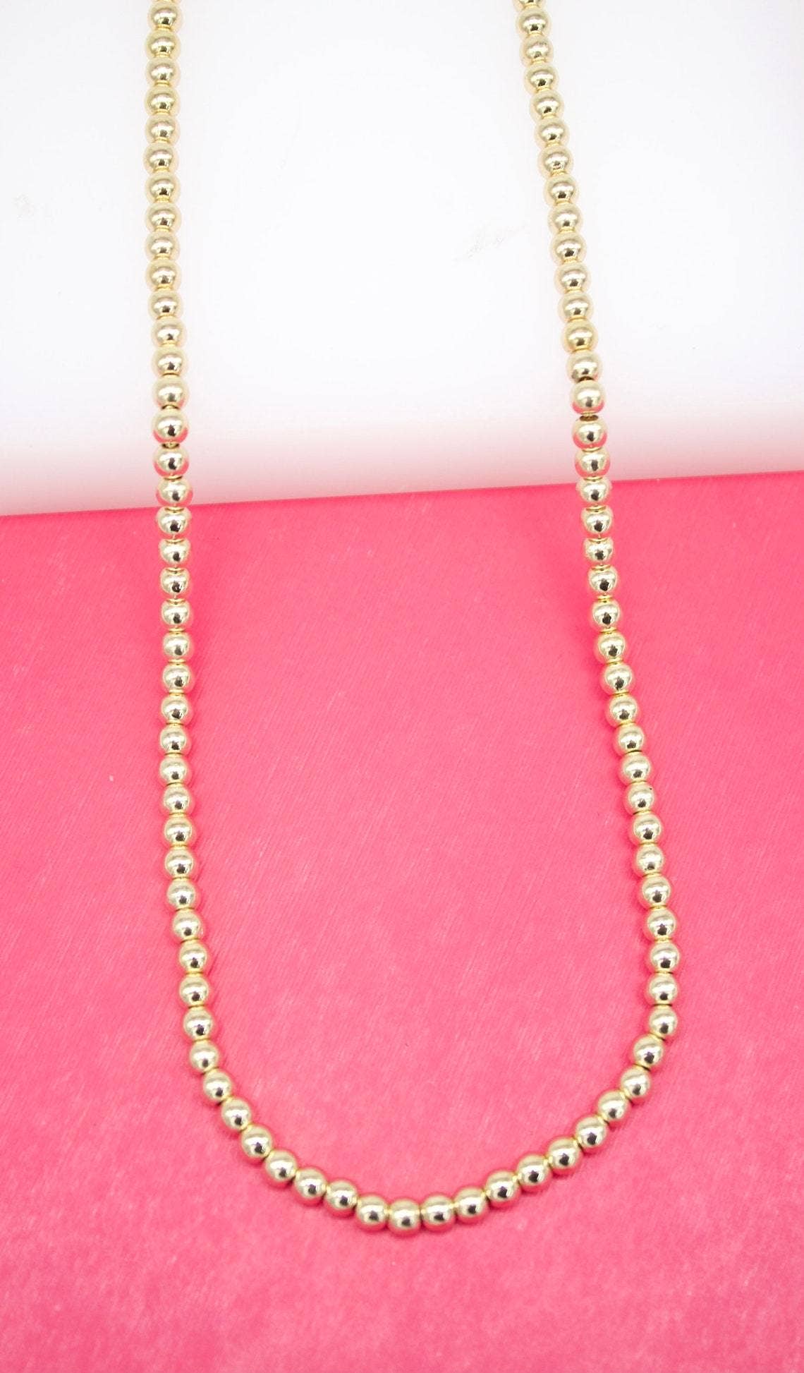 18K Gold-Filled 16" 3mm Beaded Chain Necklace