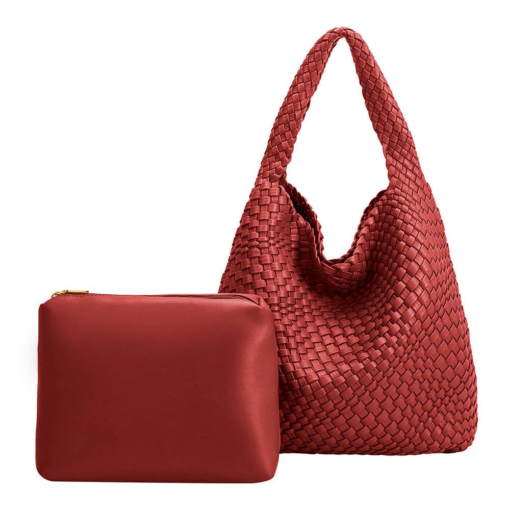 MELIE BIANCO: Johanna Wine Recycled Vegan Shoulder Bag