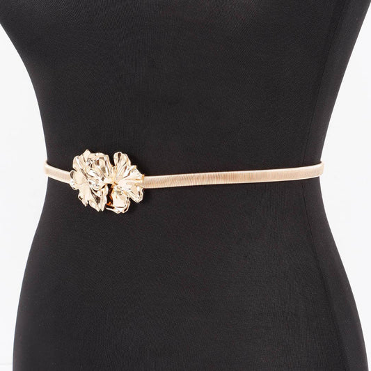 Metal Flower Spring Gold Stretch Belt - Uniquely Claudia Boutique