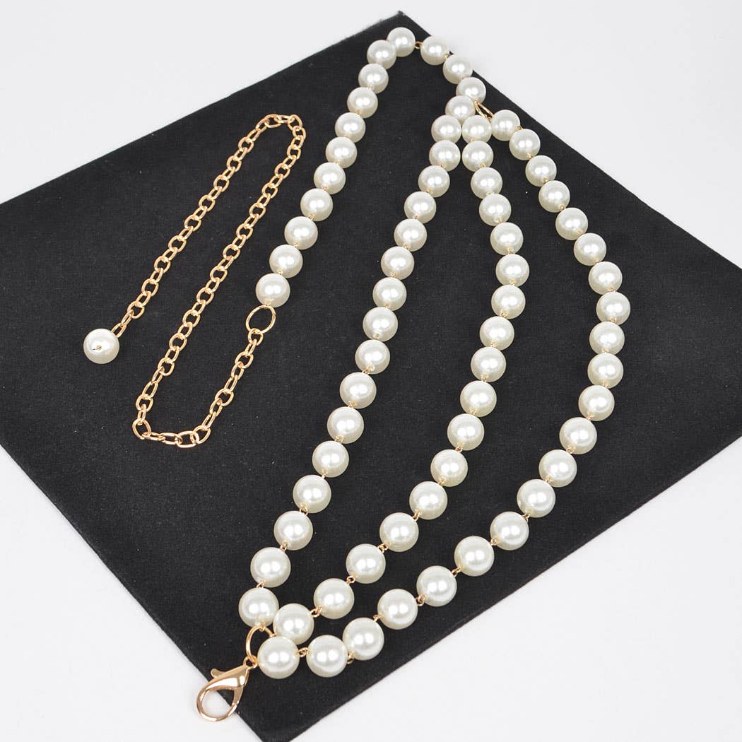 Multi Layered Pearl Gold Chain Belt - Uniquely Claudia Boutique