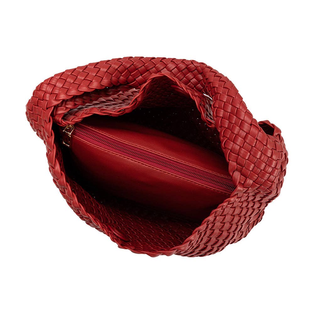 MELIE BIANCO: Johanna Wine Recycled Vegan Shoulder Bag