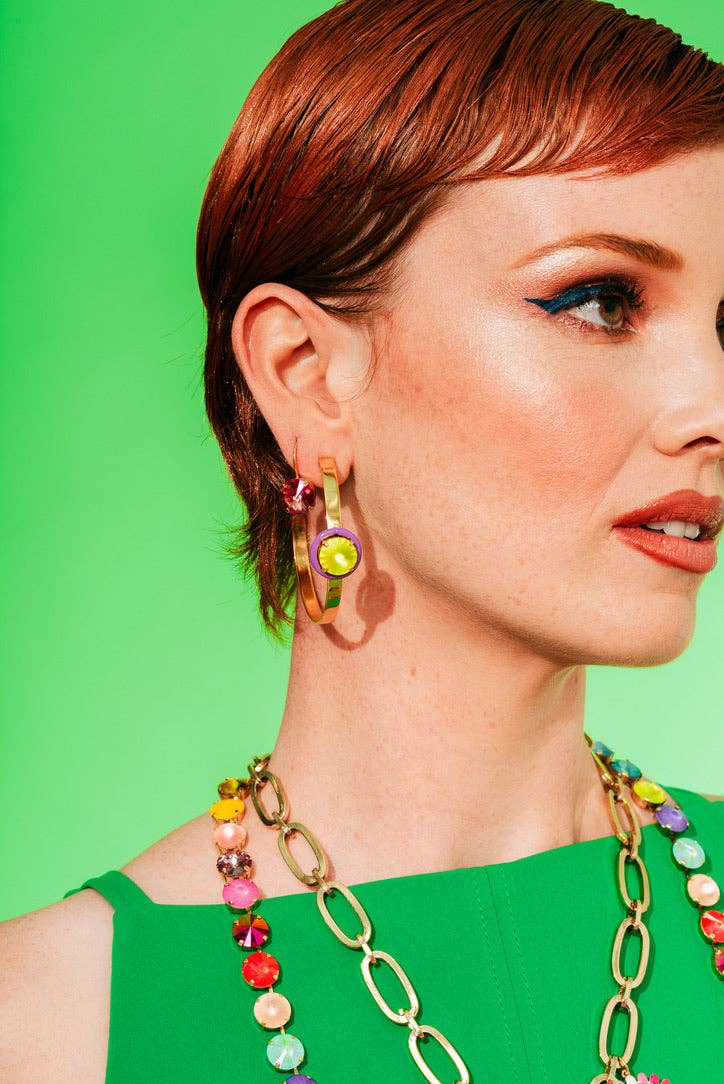 Caitlin Small Round Earrings in Candy Crush - Uniquely Claudia Boutique