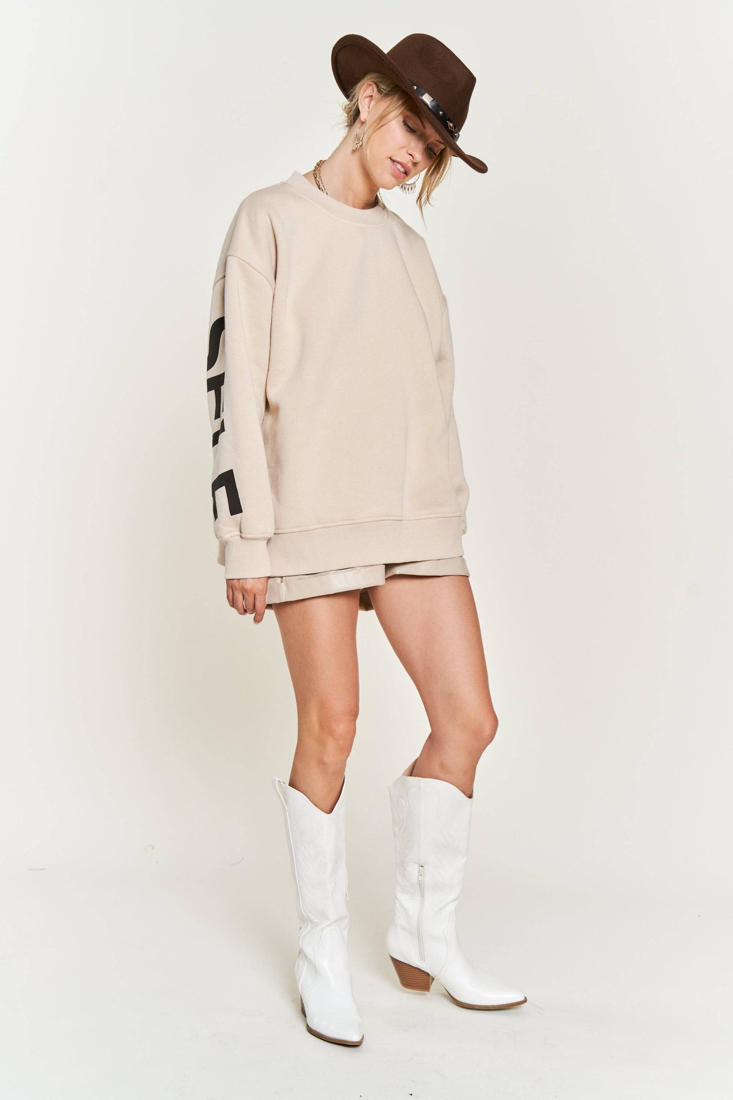 Love Yourself Oversized Brown Sweatshirt