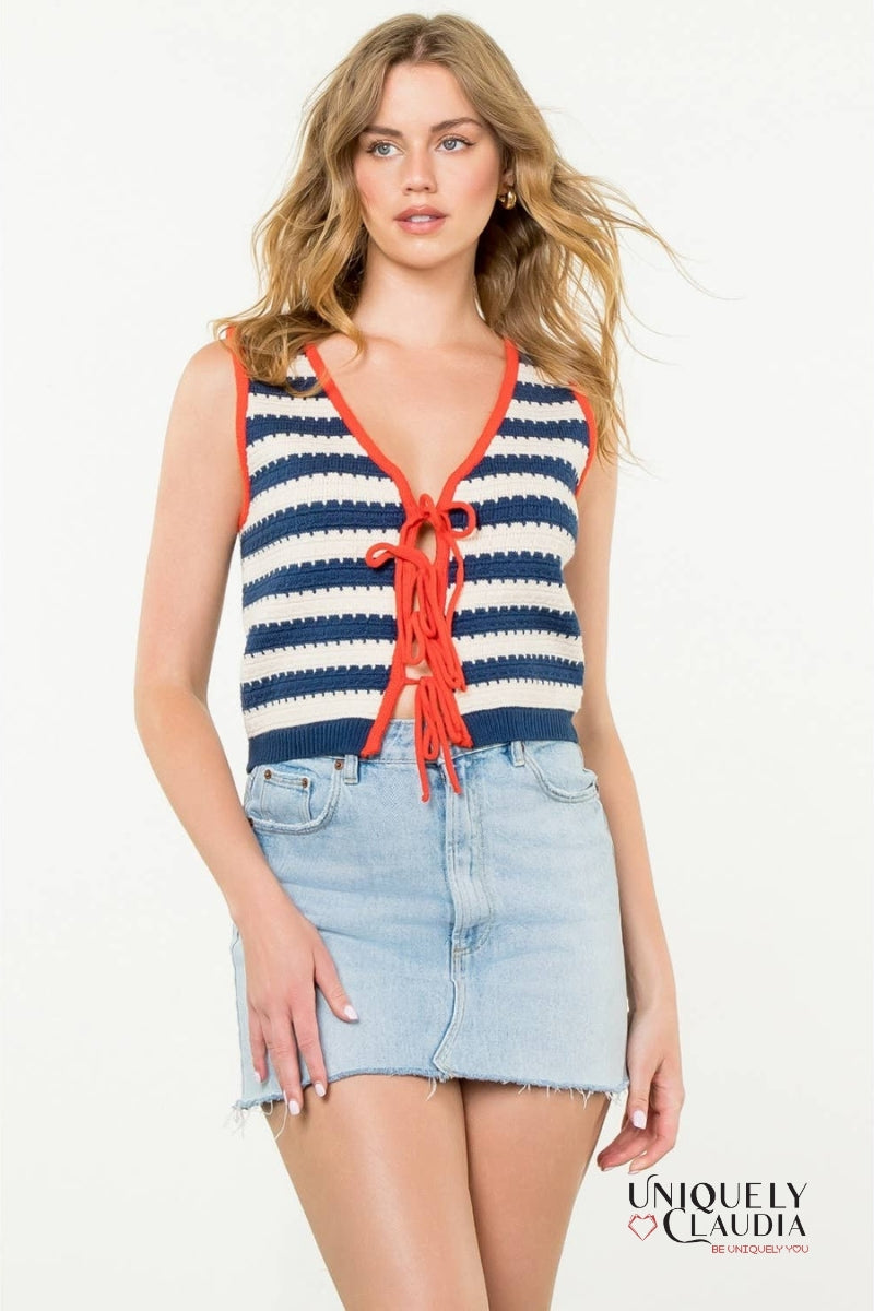 Abigail Sleeveless Striped Knit Top | Uniquely Claudia Boutique
