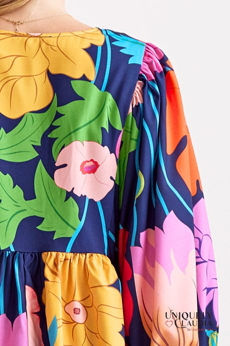 Adriana Floral Print Babydoll Dress - Uniquely Claudia Boutique