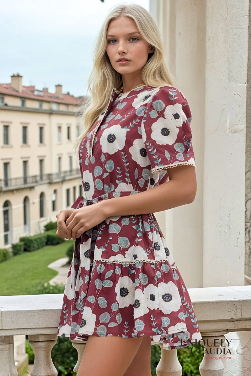 Alisha Floral Print Puff Sleeve Dress - Uniquely Claudia Boutique
