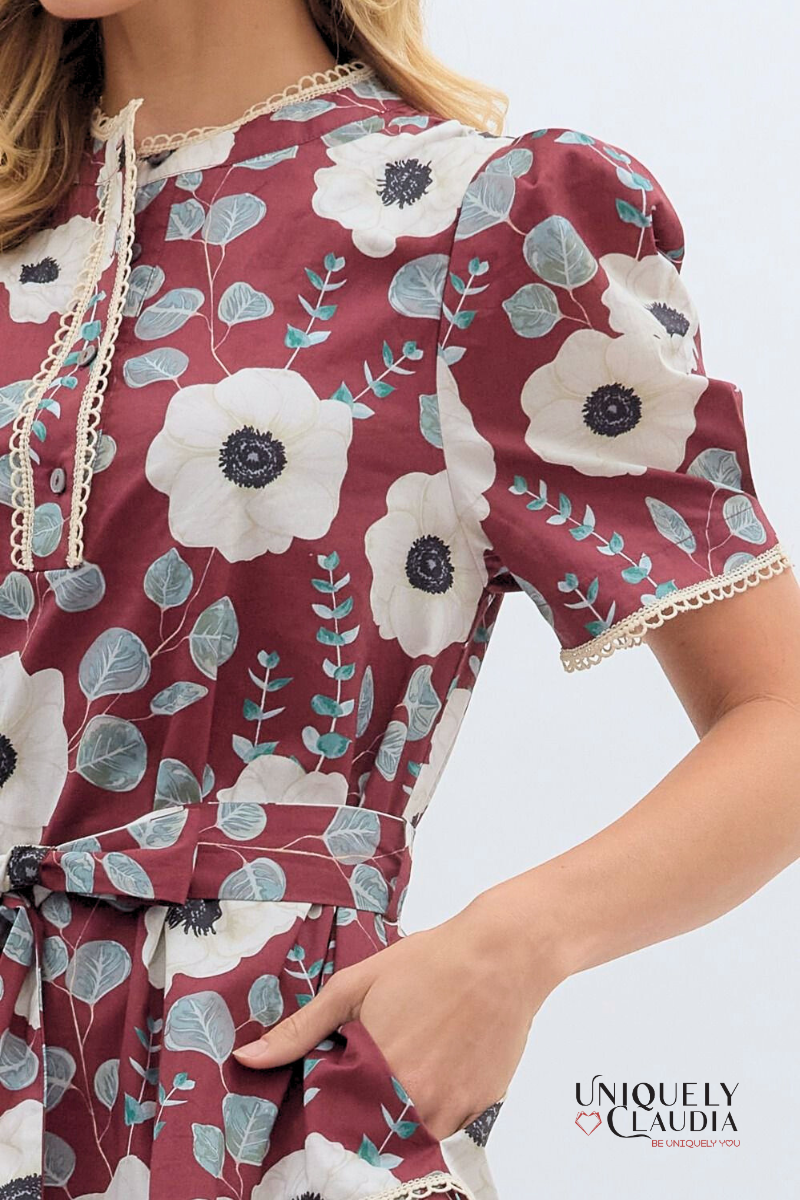 Alisha Floral Print Puff Sleeve Dress - Uniquely Claudia Boutique