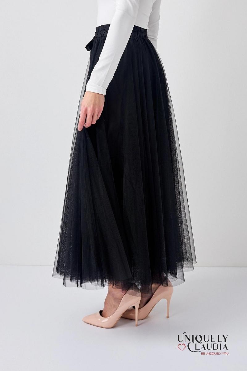 Aria Black Tulle Maxi Skirt | Uniquely Claudia Boutique