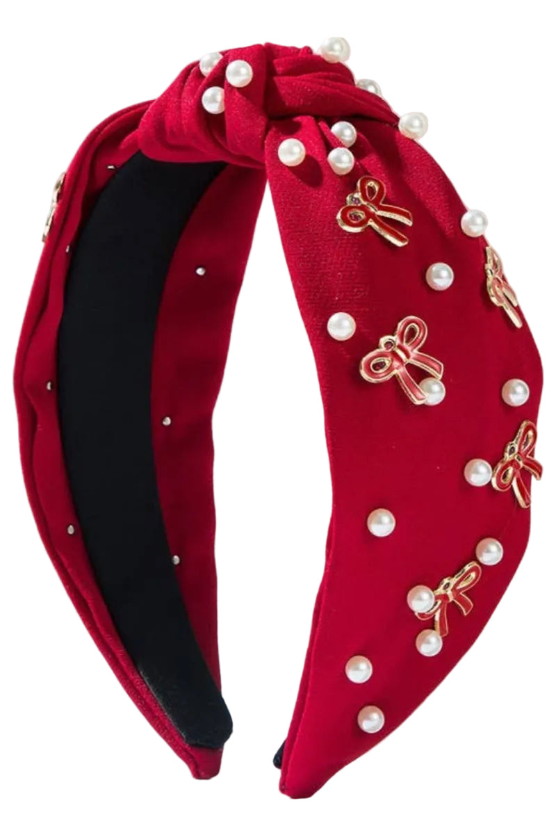 Bow & Pearls Knotted Headband | Uniquely Claudia