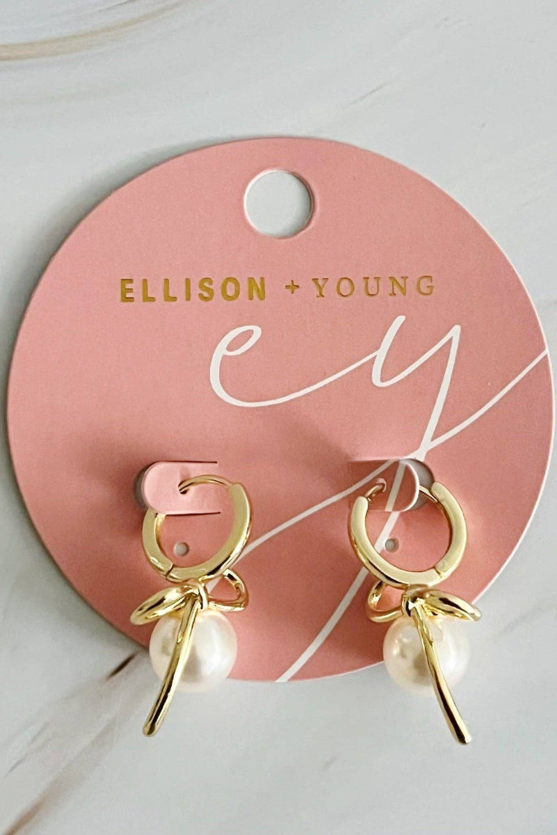 Bowed With Pearl Drop Earrings - Uniquely Claudia Boutique