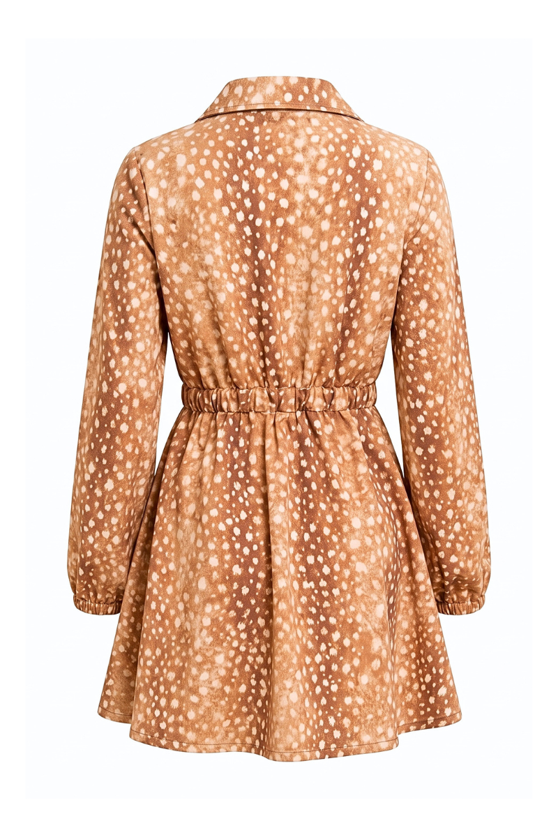 Brandi Fawn Print Denim Shirt Dress