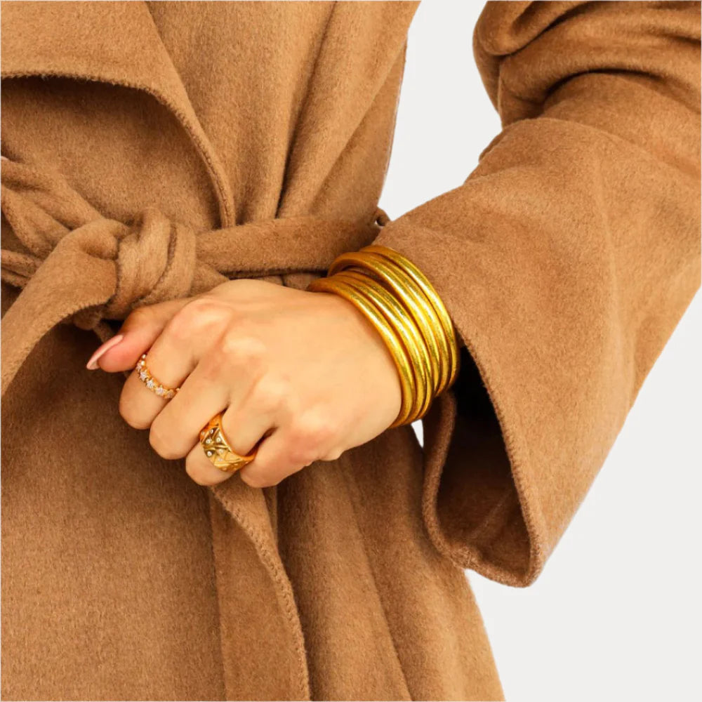 BuDhaGirl: Gold All Weather Serenity Prayer Bangles