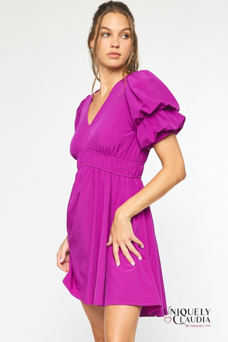 Cassidy Double Layer Sleeves Babydoll Dress | Uniquely Claudia Boutique