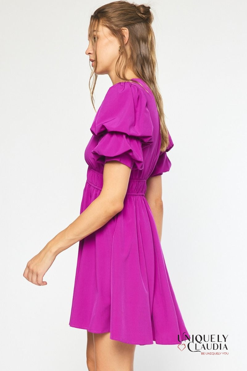 Cassidy Double Layer Sleeves Babydoll Dress | Uniquely Claudia Boutique