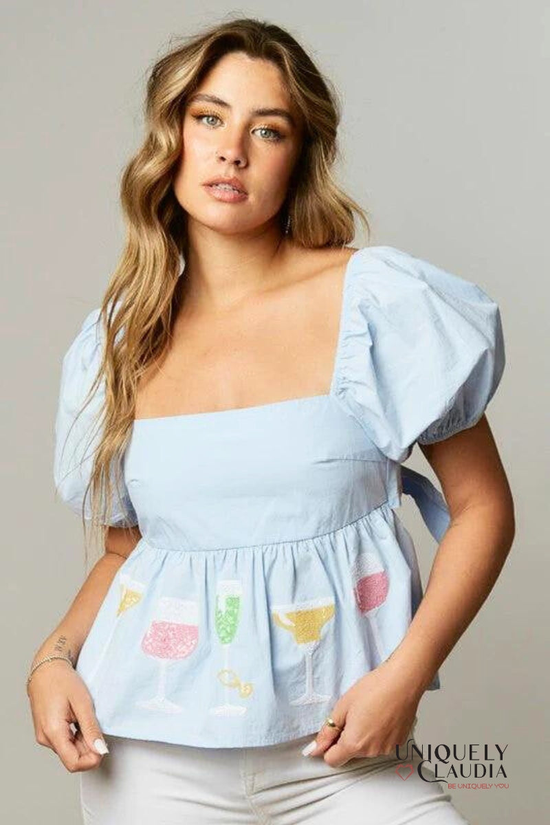 Cheers To You Peplum Top | Uniquely Claudia Boutique