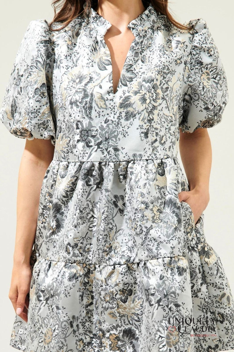 Christina Jacquard Jacey Babydoll Mini Dress | Uniquely Claudia Boutique