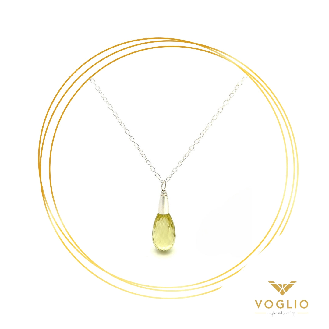 Citrine Briolette Drop Adjustable Sterling Silver Necklace