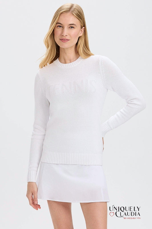 Woman wearing a white sweater