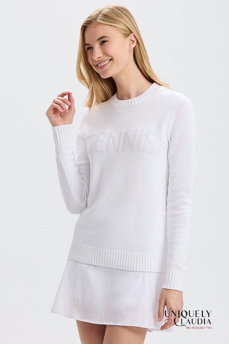 Woman wearing a white sweater
