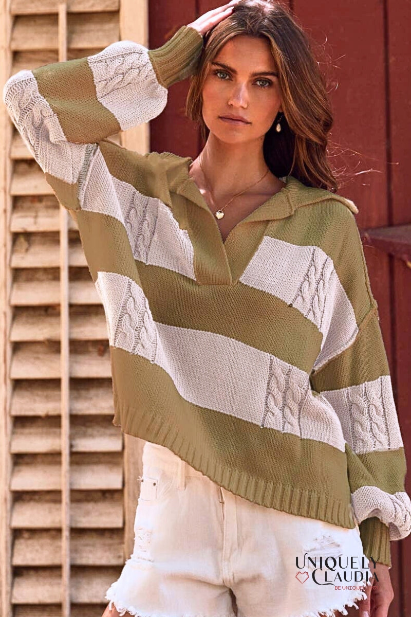 Emily Chunky Knit Striped Pullover Sweater