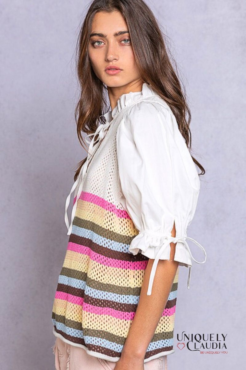 Gabby Balloon Sleeves Sweater Top | Uniquely Claudia Boutique