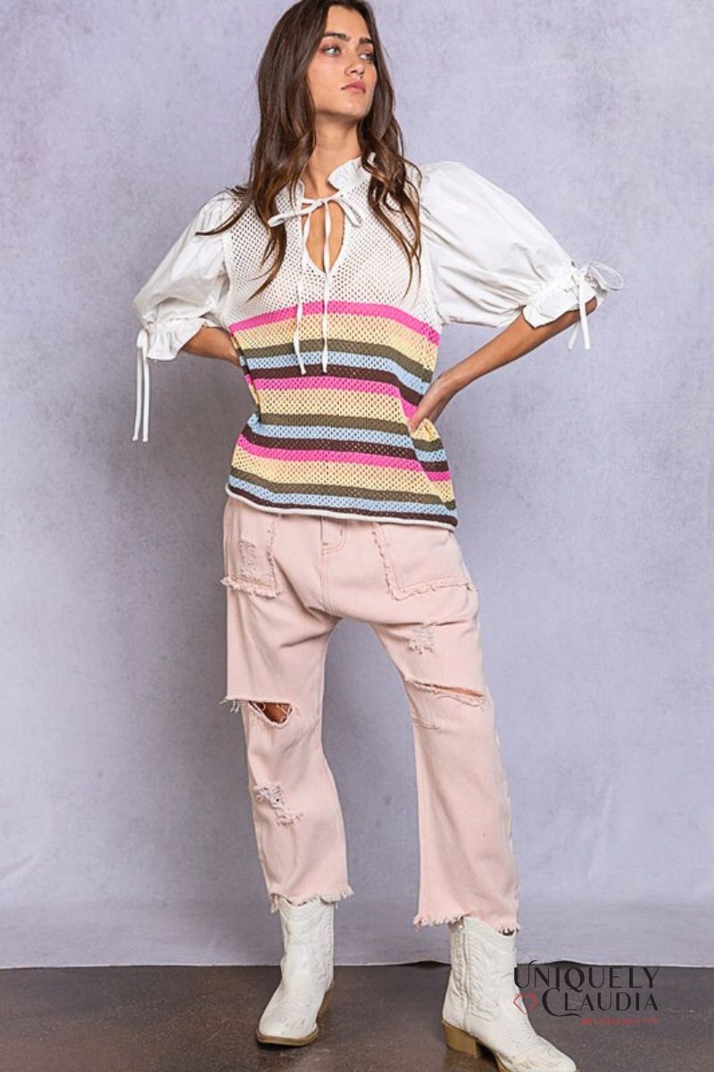 Gabby Balloon Sleeves Sweater Top | Uniquely Claudia Boutique