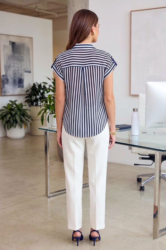 Genesis Striped Cap Sleeve Blouse