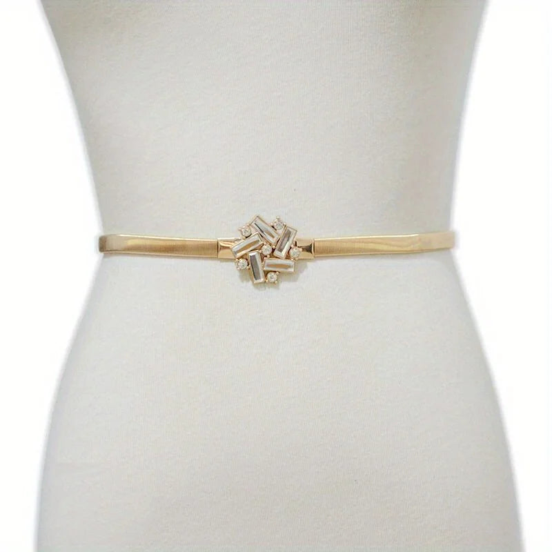 Geometric Rhinestone Elastic Belt