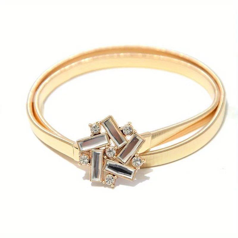 Geometric Rhinestone Elastic Belt