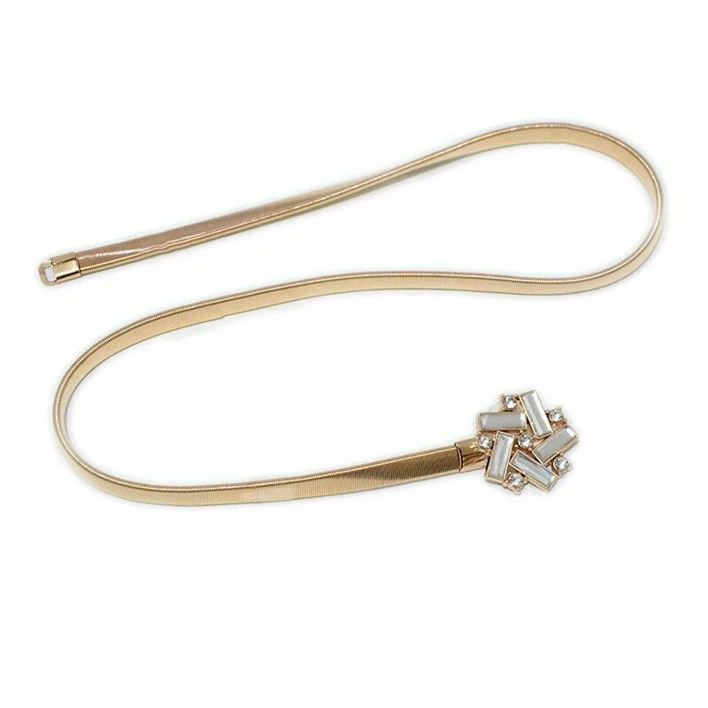 Geometric Rhinestone Elastic Belt