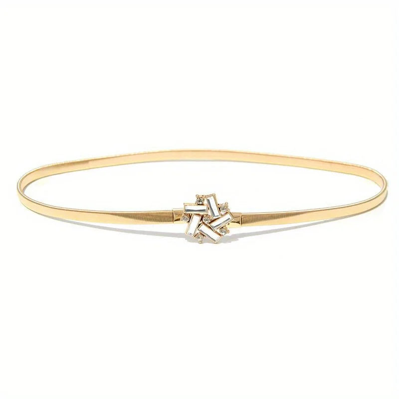 Geometric Rhinestone Elastic Belt