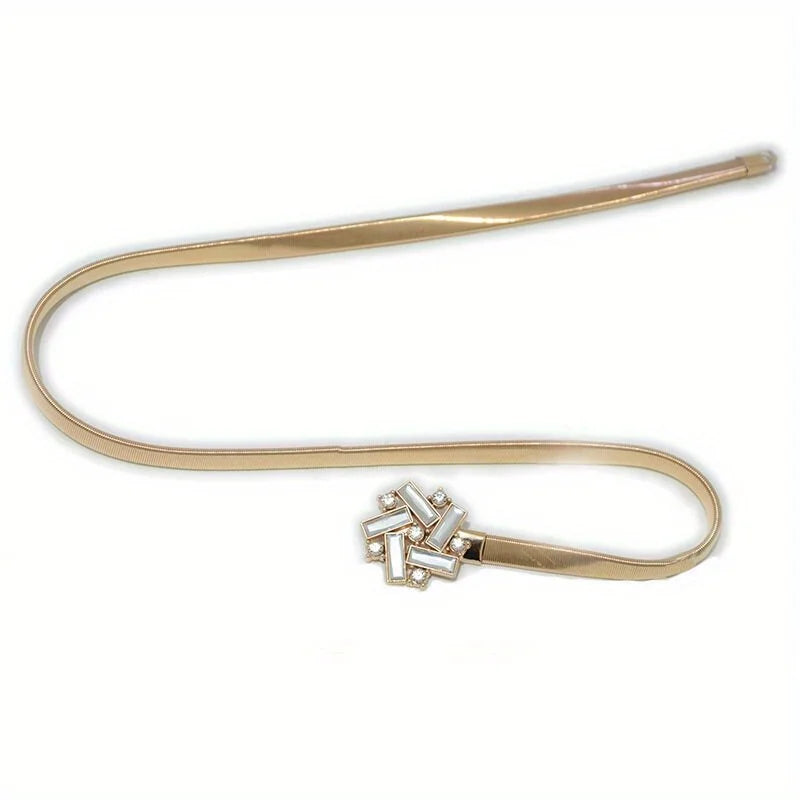 Geometric Rhinestone Elastic Belt