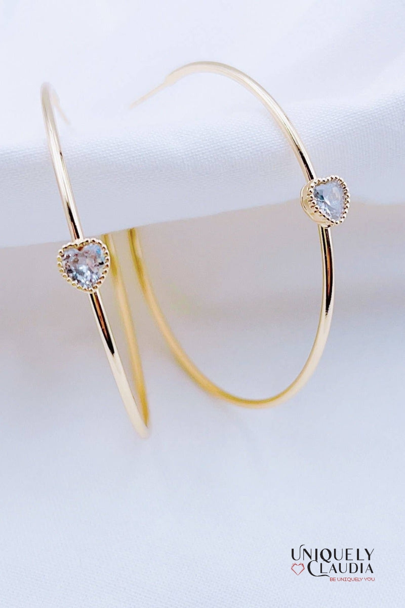 Heart Crystal Gold-Plated Hoop | Uniquely Claudia Boutique