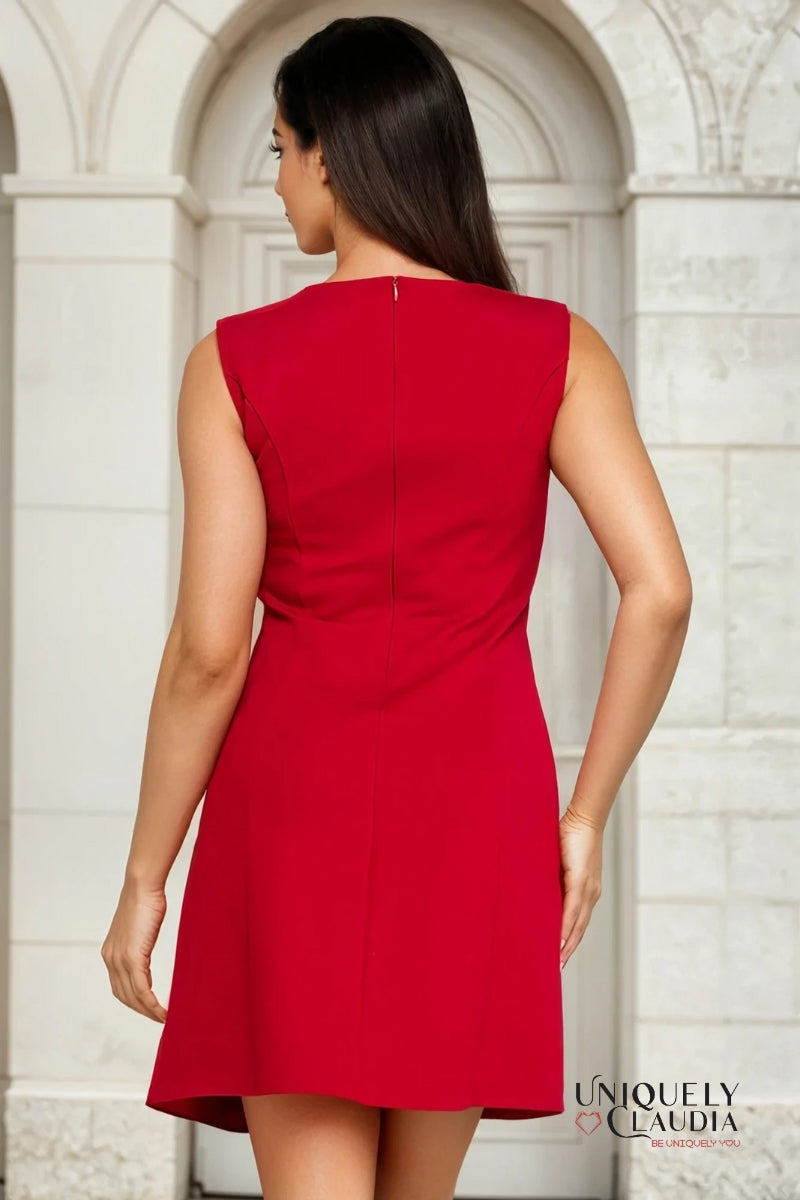 Isadora Bows Detail Sheath Cranberry Mini Dress