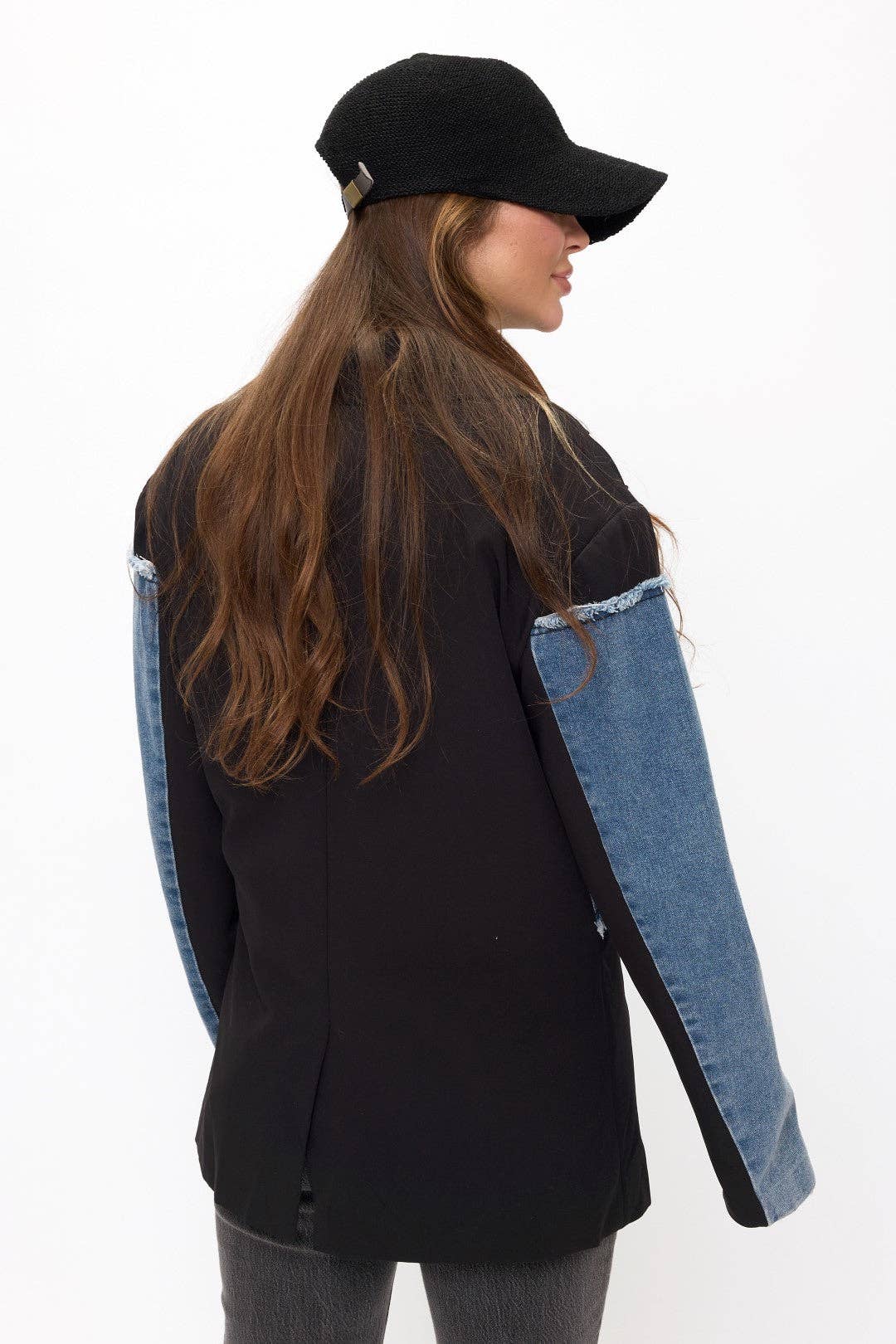Joanne Denim Accent Statement Blazer - Uniquely Claudia Boutique
