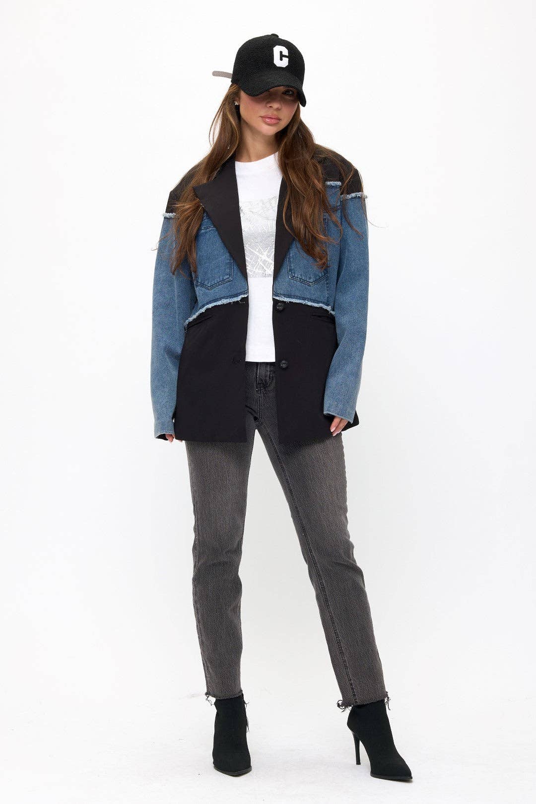 Joanne Denim Accent Statement Blazer - Uniquely Claudia Boutique