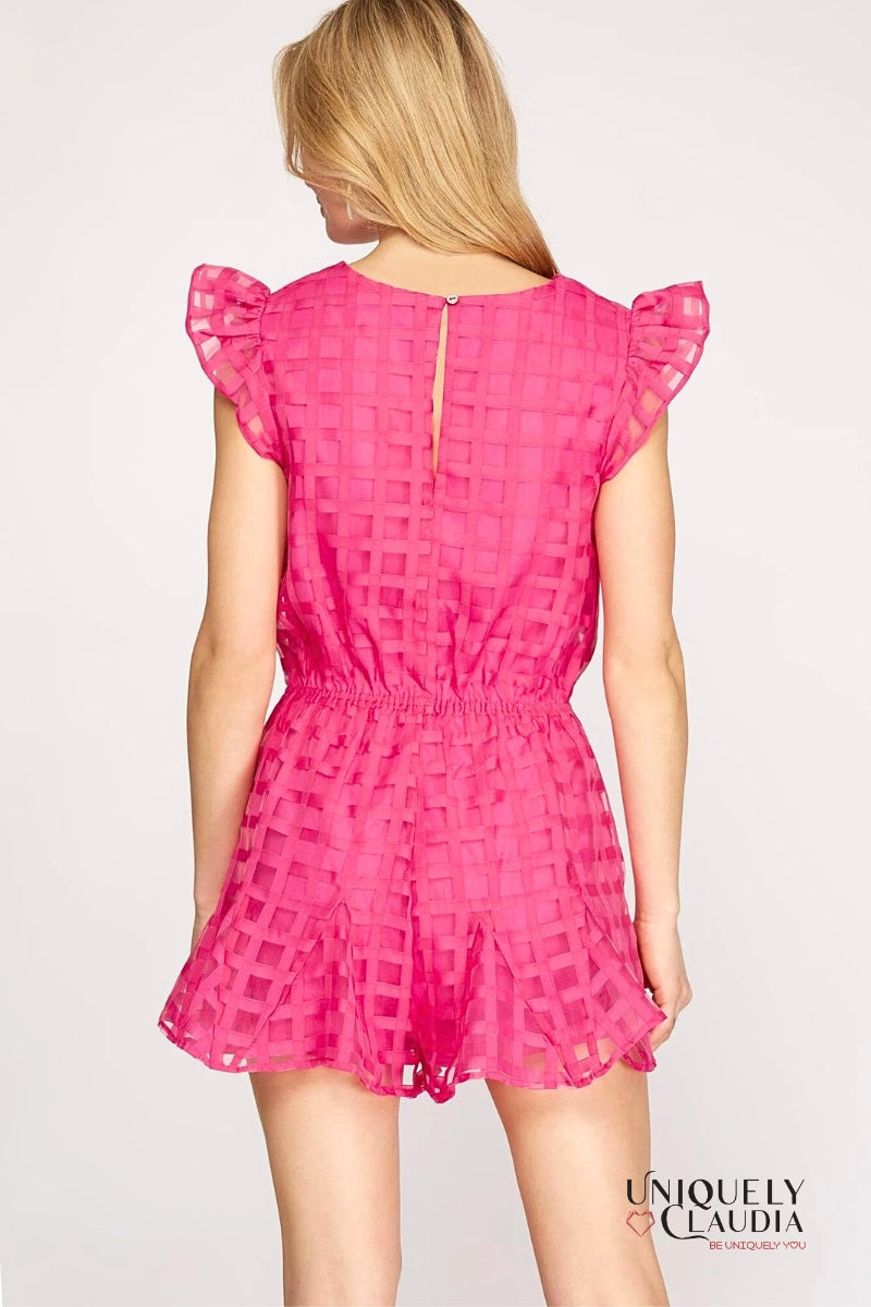 Josie Organza Checkered Pattern Romper | Uniquely Claudia Boutique