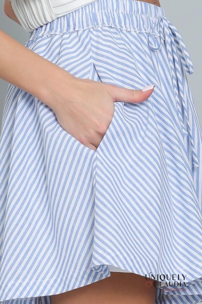 Woman's Sports | Kailani Fit & Flare Blue Stripes Skort | Uniquely Claudia Boutique