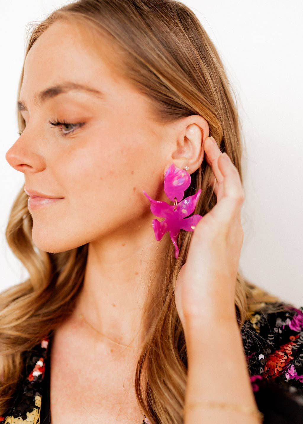 LINNY: Flora Orchid Purple Earrings