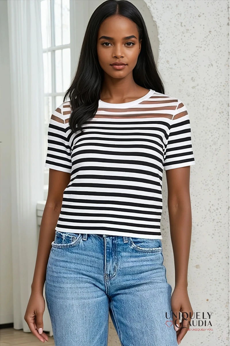 Loving My Stripes Black Tee - Uniquely Claudia Boutique