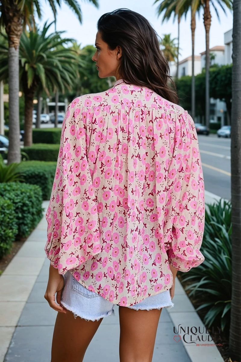 Lucie Blossom Wide-Sleeve Blouse | Uniquely Claudia