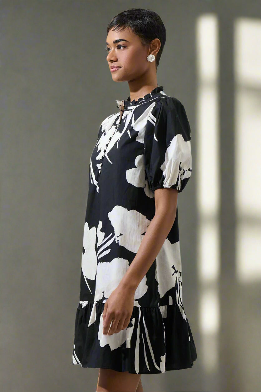 Lydia Shadow Floral Shift Mini Dress | Uniquely Claudia