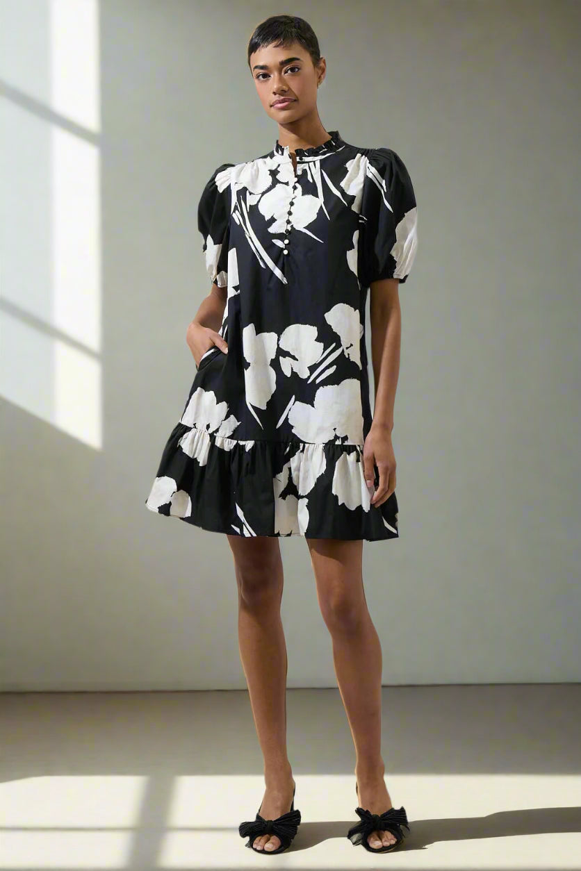 Lydia Shadow Floral Shift Mini Dress | Uniquely Claudia