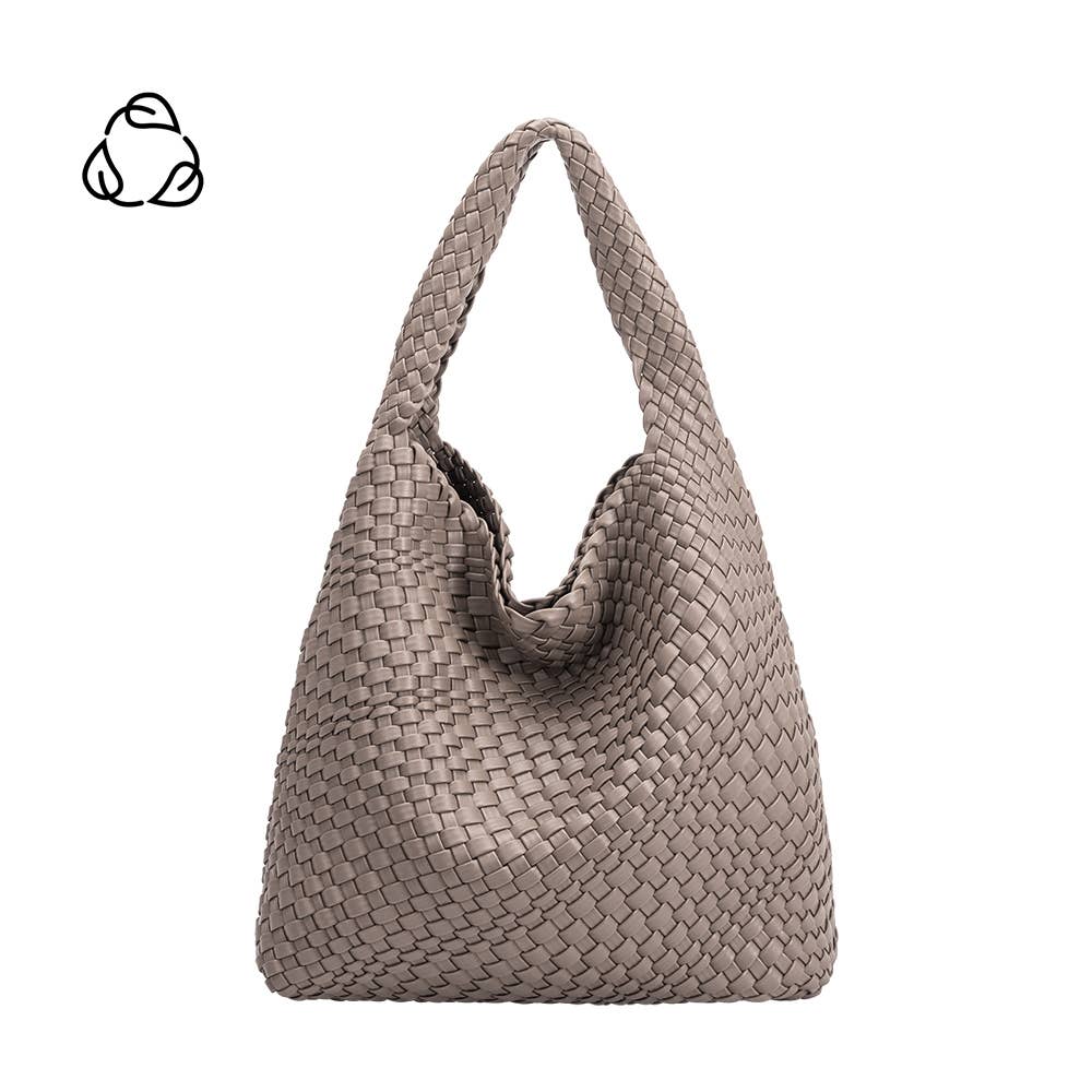 Woven handbag on a white background