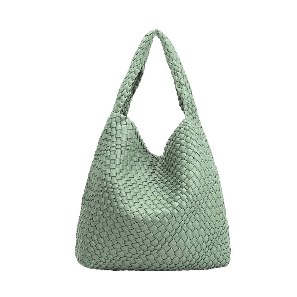 MELIE BIANCO: Johanna Light Teal Recycled Vegan Shoulder Bag