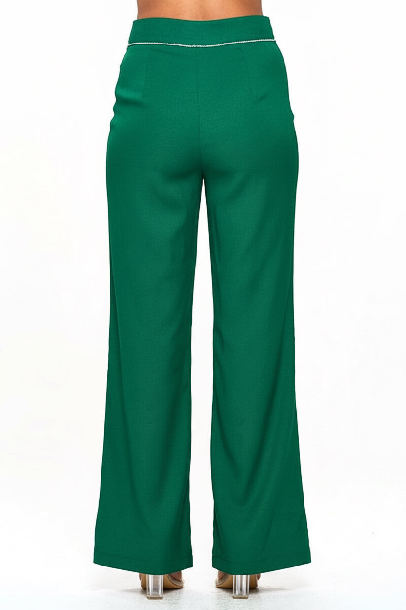 Maddie Embellished Emerald Pants | Uniquely Claudia Boutique