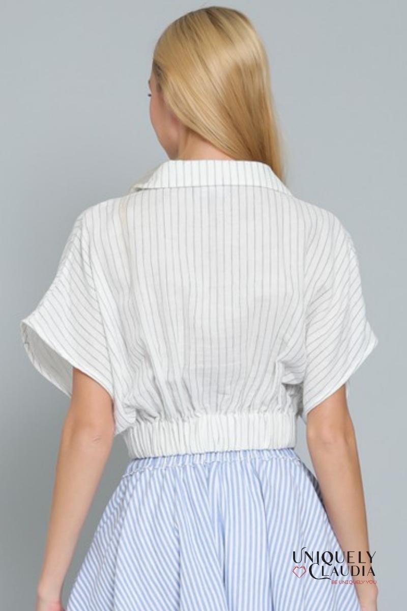 Marina Surplice Stripes Crop Top
