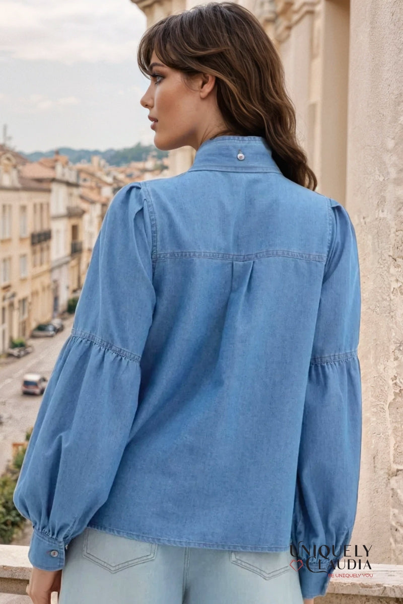 Martina Balloon Sleeve Button-Down Tencel Shirt