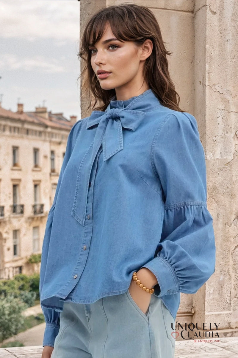 Martina Balloon Sleeve Button-Down Tencel Shirt