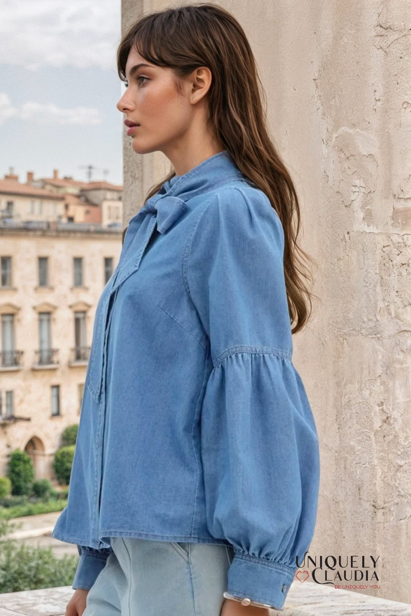 Martina Balloon Sleeve Button-Down Tencel Shirt